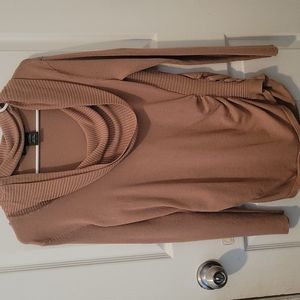 Cowl neck sweater with ruching sides